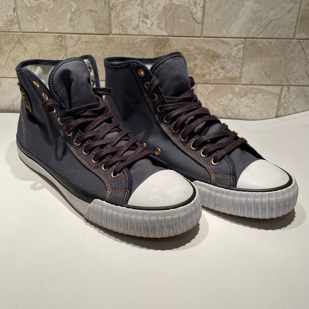 PF Flyers Center Hi Navy Blue Twill High Top‎ Sneakers Mens 12 C24HW1DB